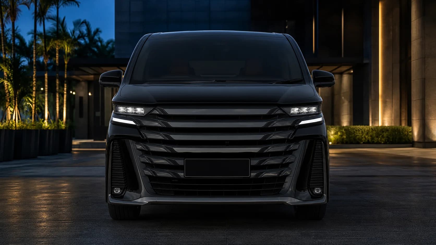Plate preview on a black luxury MPV
